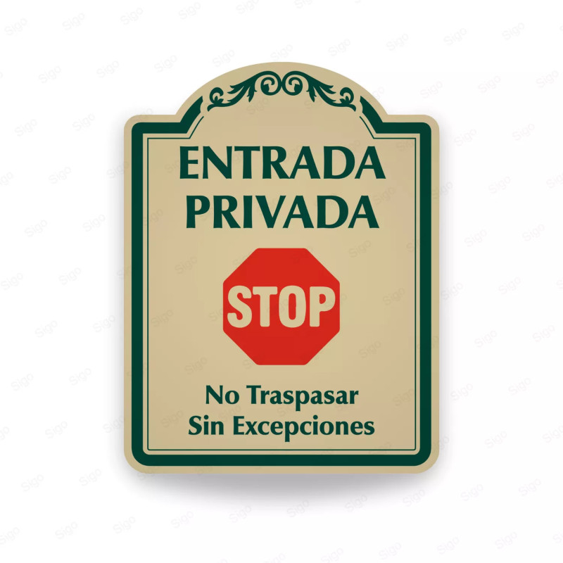 ‣ Rótulo Vial Residencial - No Traspasar... | SIGO