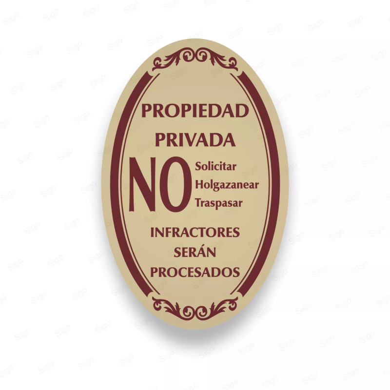‣ Rótulo Vial: Propiedad Privada No Solicitar... | SIGO