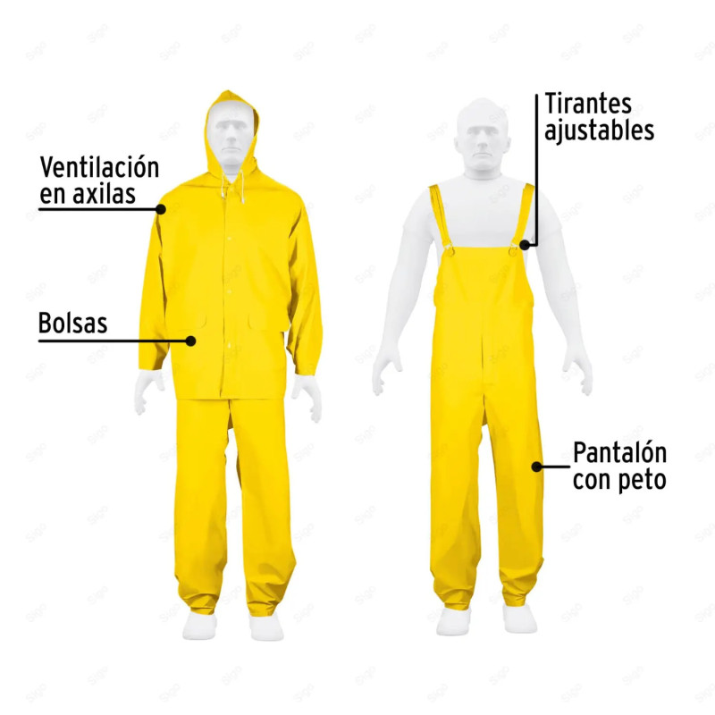 Traje de Protección de 76% PVC y 24% Poliéster, 2 Piezas, XL, Ropa Impermeable