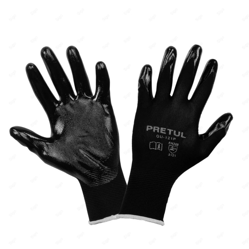 Guantes de Nylon Recubiertos de Nitrilo, Diferentes Tallas, Equipo de Protección y Seguridad Industrial