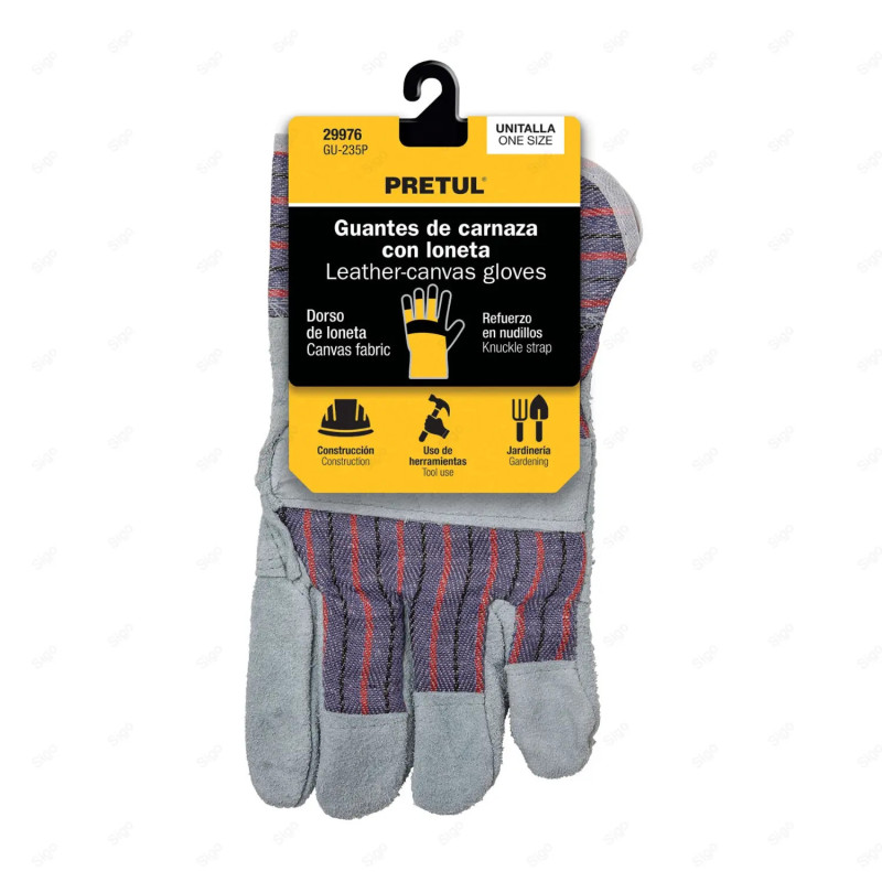 Guantes de Carnaza y Loneta, Unitalla, Equipo de Protección y Seguridad Industrial