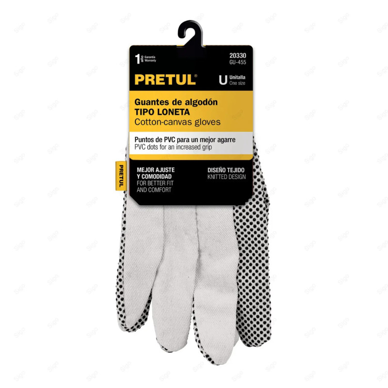 Guantes de Algodón con Puntos PVC en Palma, Unitalla, Equipo de Protección y Seguridad Industrial