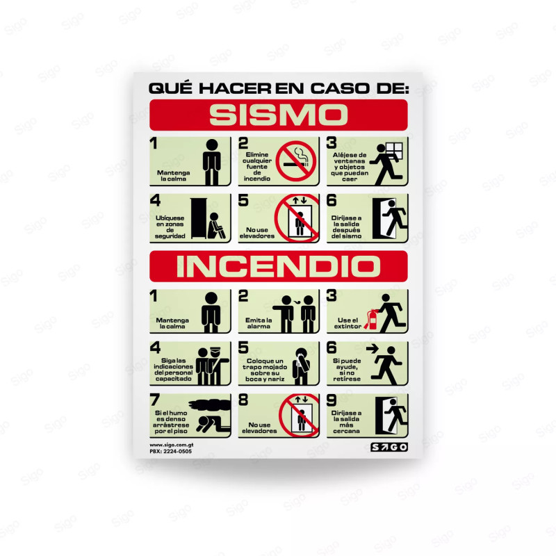 Rótulo ¿Que hacer en caso de sismo e incendio?, Rótulos y Señalética
