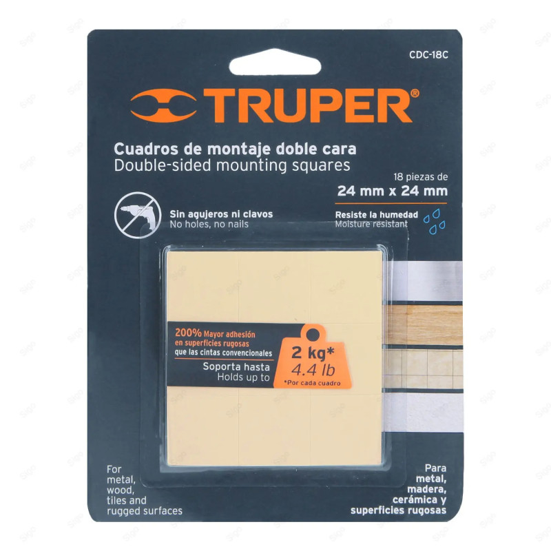 ▶︎ Cinta de montaje precortada (Crema) 18 piezas | TRUPER