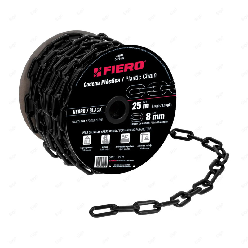 ▶︎ Cadena de Plástico de 8 mm x 25mt (Negro)| FIERO
