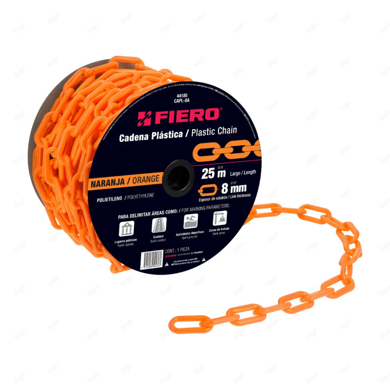 ▶︎ Cadena de Plástico de 8 mm x 25mt (Naranja)| FIERO