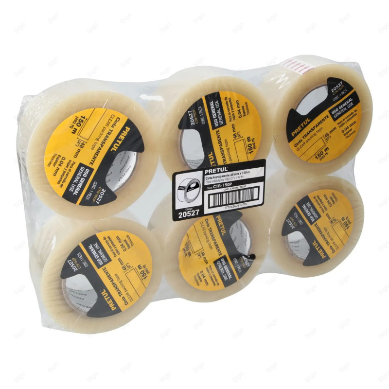 ‣ Cinta de Empaque Transparente, 2” x 150 m | PRETUL