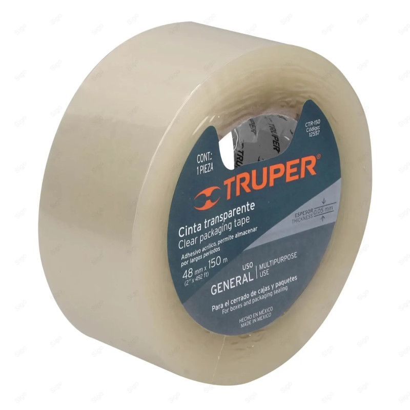 ‣ Cinta de Empaque Transparente, 2” x 150 m | TRUPER
