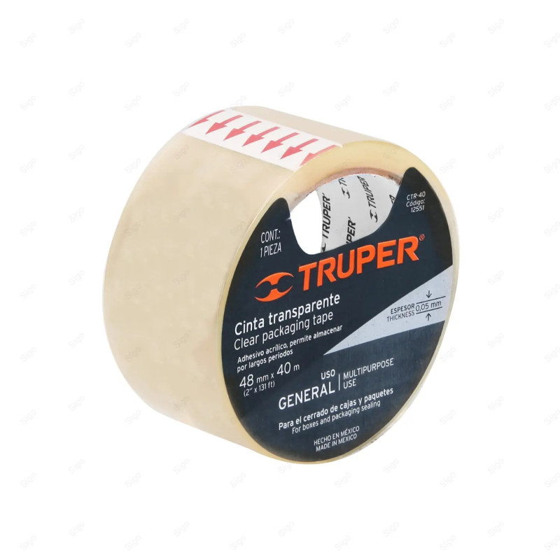 ‣ Cinta de Empaque Transparente 2” x 40 m | TRUPER