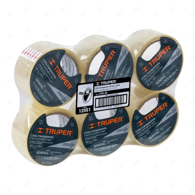 ‣ Cinta de Empaque Transparente 2” x 40 m | TRUPER