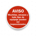 Rótulo de Aviso - Mochilas y todo equipo puede ser inspeccionado | Cod. AVI-02, Rótulos de Aviso