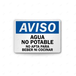 Rótulo de Aviso - Agua no potable no apta para beber ni cocinar | Cod. AVI-23, Rótulos de Aviso