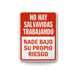 Rótulo de Aviso - No hay salvavidas trabajando nade bajo su propio riesgo | Cod. AVI-21, Rótulos de Aviso
