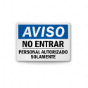 Rótulo de Aviso - No Entrar Solo Personal Autorizado | Cod. AVI-14, Rótulos de Aviso