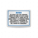 Rótulo de Aviso - Es ilegal que una persona porte arma en este lugar | Cod. AVI-19, Rótulos de Aviso