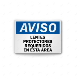 Rótulo de Aviso - Lentes protectores requeridos en esta área | Cod. AVI-26, Rótulos de Aviso