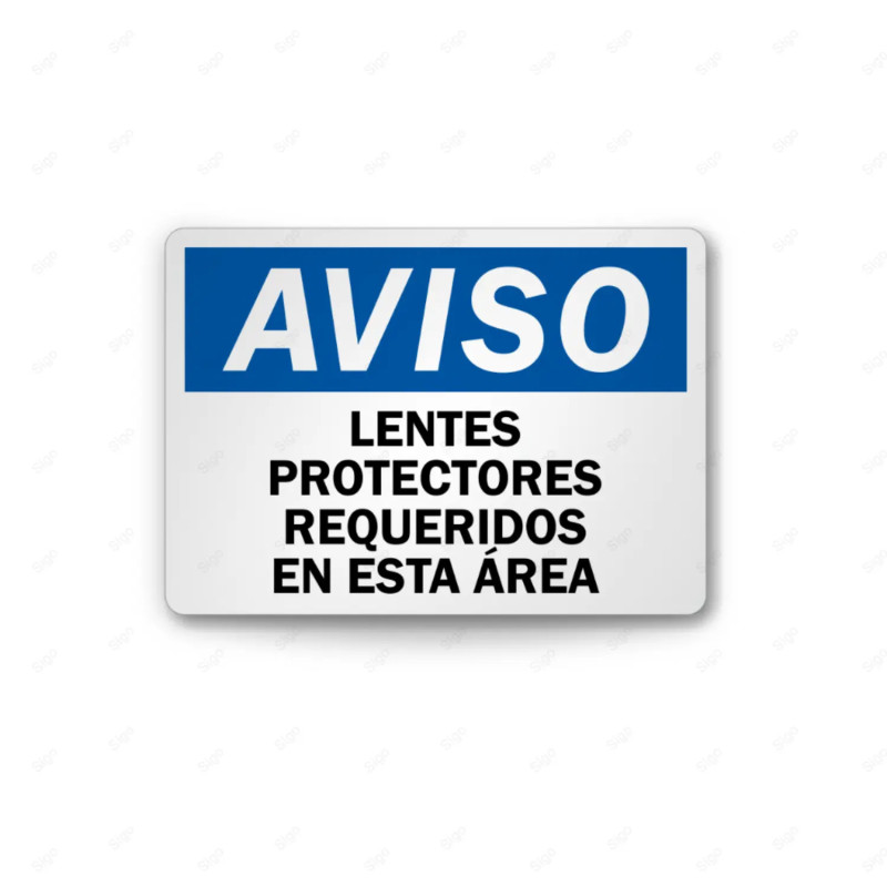 Rótulo de Aviso - Lentes protectores requeridos en esta área | Cod. AVI-26, Rótulos de Aviso