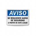 Rótulo de Aviso - Se requieren gafas de seguridad a partir de este lugar  | Cod. AVI-27, Rótulos de Aviso
