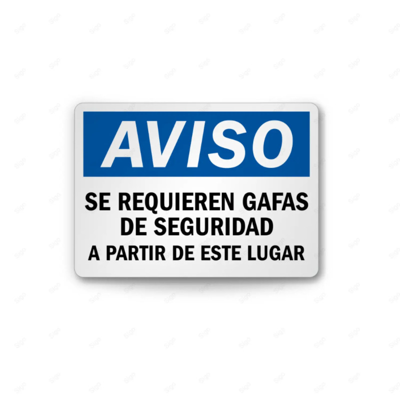 Rótulo de Aviso - Se requieren gafas de seguridad a partir de este lugar  | Cod. AVI-27, Rótulos de Aviso