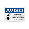 ‣ Rótulo de Aviso - Utilizar Duchas Antes de entra a la Piscina |SIGO
