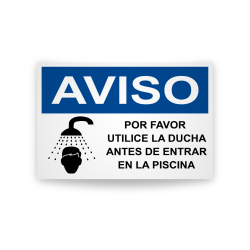 ‣ Rótulo de Aviso - Utilizar Duchas Antes de entra a la Piscina |SIGO