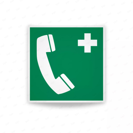 Rotulo de Rescate - Telefono de Emergencia  | Cod. E004 ISO 7010