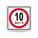 Rótulo Vial Reglamentario - Velocidad Máxima 10 Km/h | Cod. SR-16