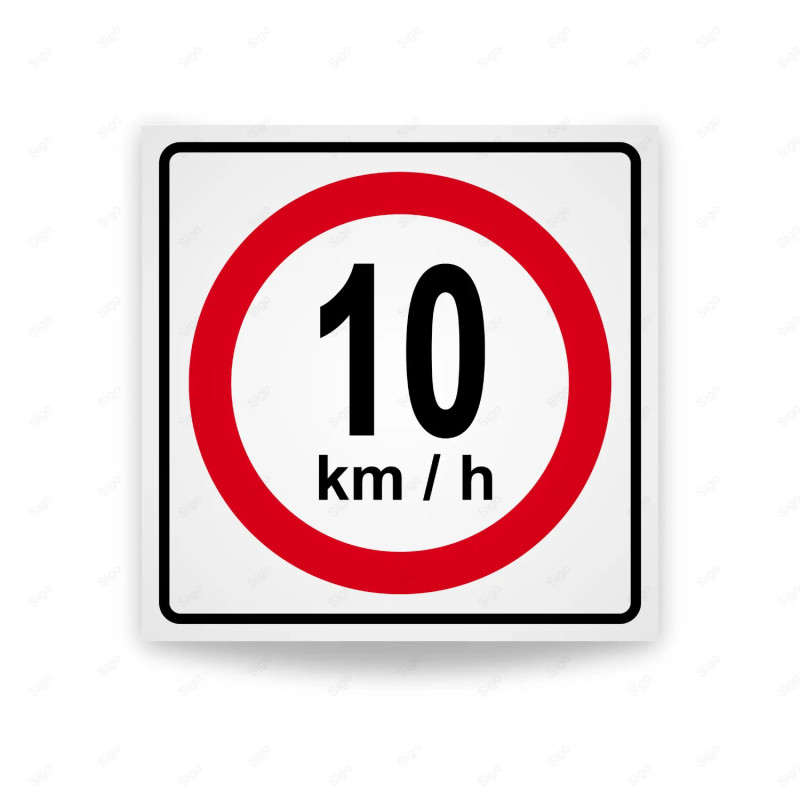 Rótulo Vial Reglamentario - Velocidad Máxima 10 Km/h | Cod. SR-16