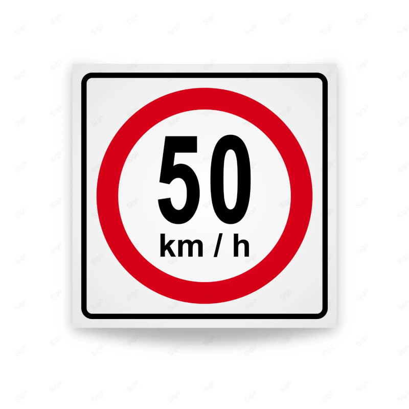 Rótulo Vial Reglamentario - Velocidad Máxima 50 Km/h | Cod. SR-20