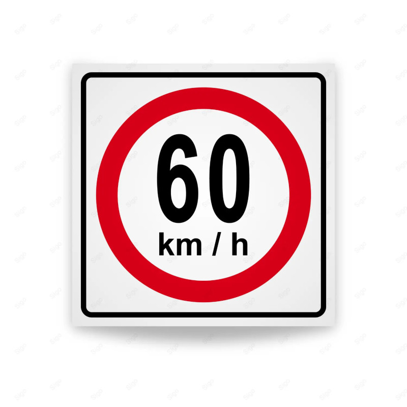 Rótulo Vial Reglamentario - Velocidad Máxima 60 Km/h | Cod. SR-21