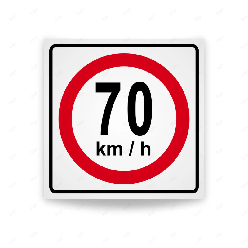 Rótulo Vial Reglamentario - Velocidad Máxima 70 Km/h | Cod. SR-22
