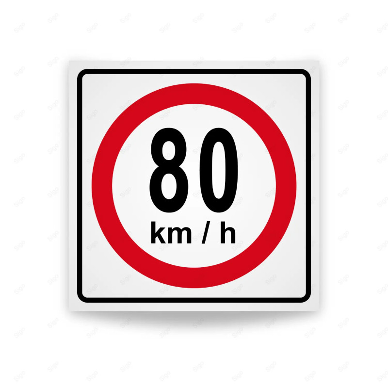 Rótulo Vial Reglamentario - Velocidad Máxima 80 Km/h | Cod. SR-23
