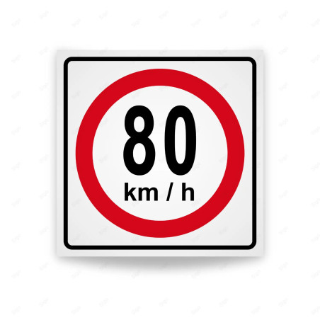 Rótulo Vial Reglamentario - Velocidad Máxima 80 Km/h | Cod. SR-23