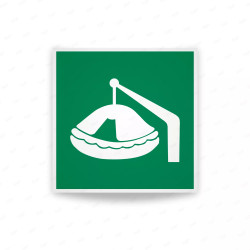 Rotulo de Rescate - Balsa salvavidas despegable con pescante| Cod. E0037 ISO 7010