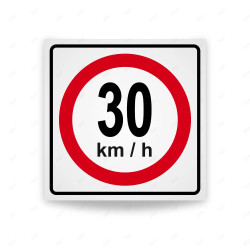 Rótulo Vial Reglamentario - Velocidad Máxima 30 Km/h | Cod. SR-18