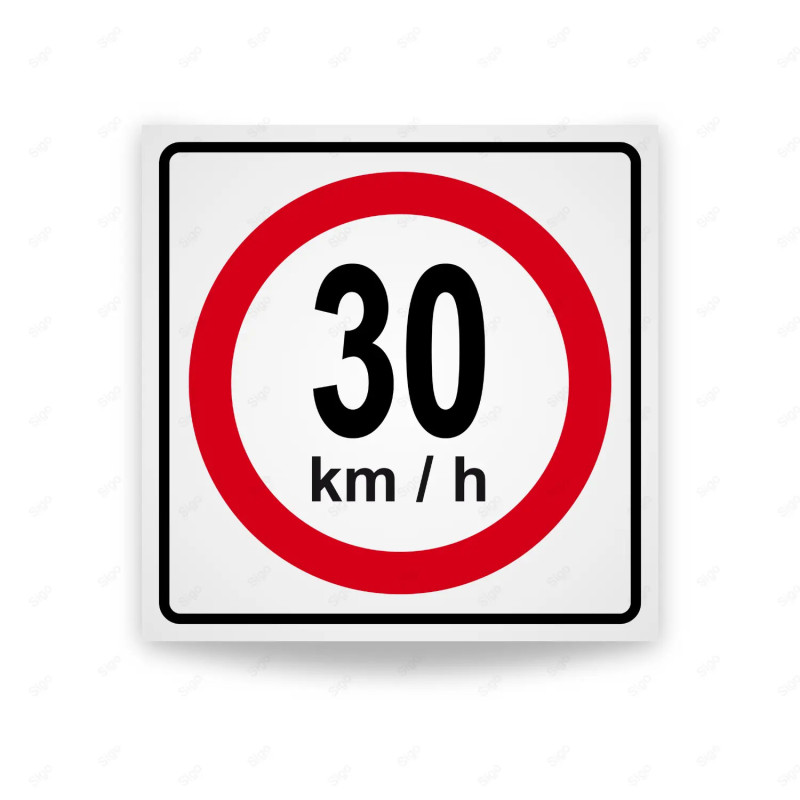 Rótulo Vial Reglamentario - Velocidad Máxima 30 Km/h | Cod. SR-18