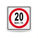 Rótulo Vial Reglamentario - Velocidad Máxima 20 Km/h | Cod. SR-17