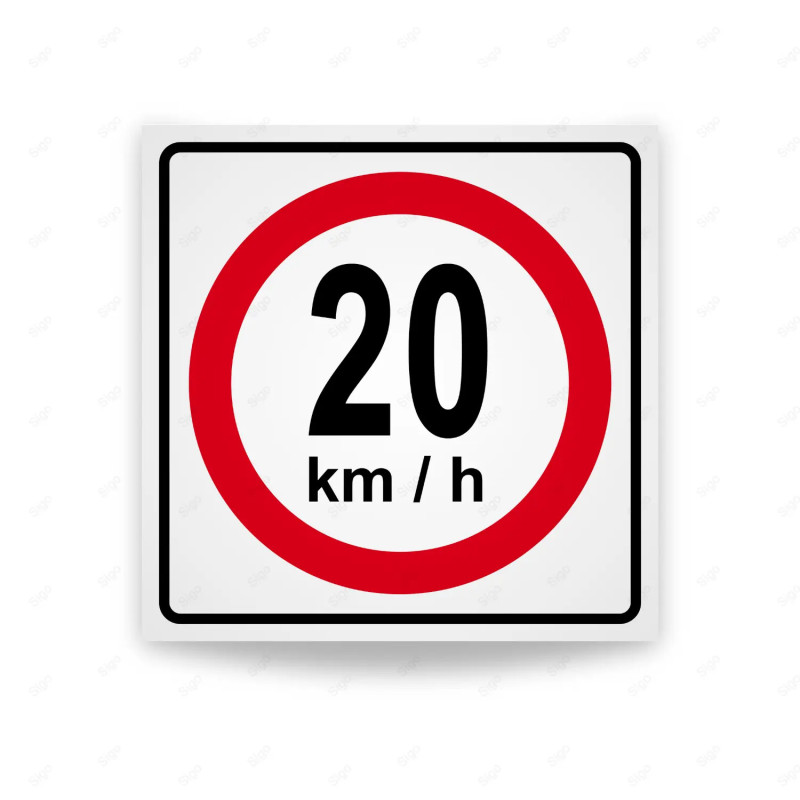 Rótulo Vial Reglamentario - Velocidad Máxima 20 Km/h | Cod. SR-17
