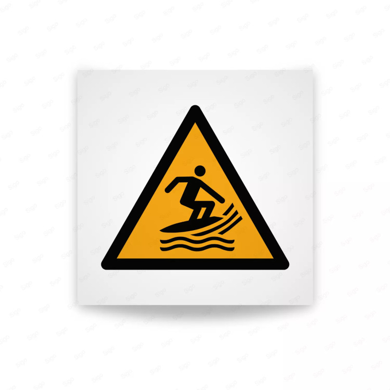 Rotulo Advertencia - Aviso sobre zona de surf| Cod. W0046 ISO 7010
