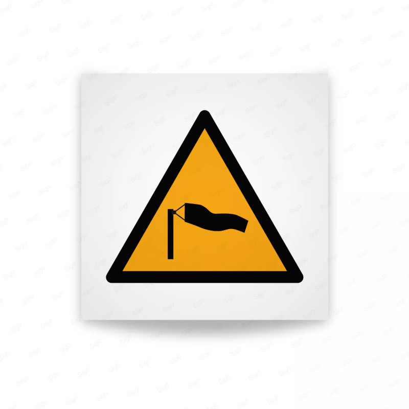 Rotulo Advertencia - Aviso de viento fuerte| Cod. W0064 ISO 7010
