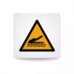 Rotulo Advertencia - Aviso de cocodrilos , caimanes o caimanes| Cod. W0067 ISO 7010