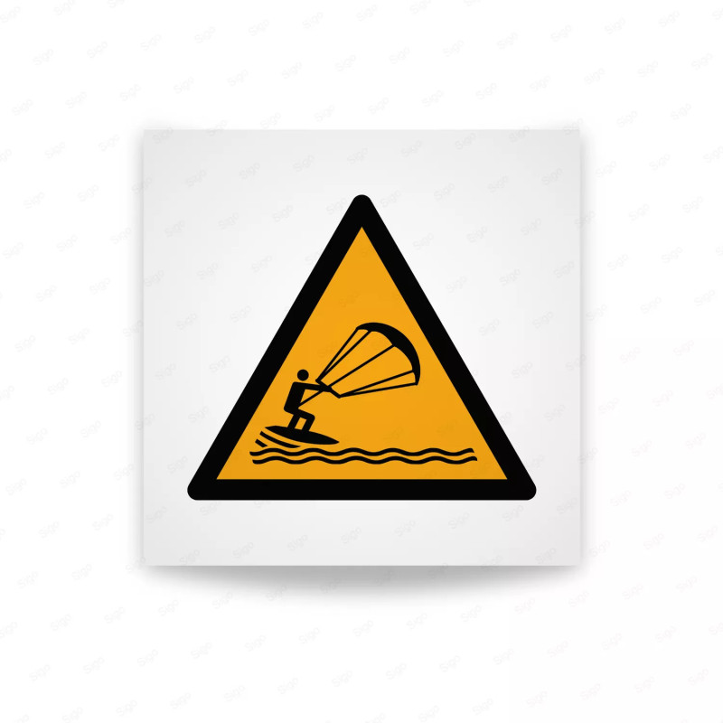 Rotulo Advertencia - Advertencia sobre kitesurfistas| Cod. W0062 ISO 7010