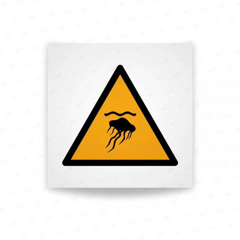 Rotulo Advertencia - Advertencia de medusas| Cod. W0069 ISO 7010