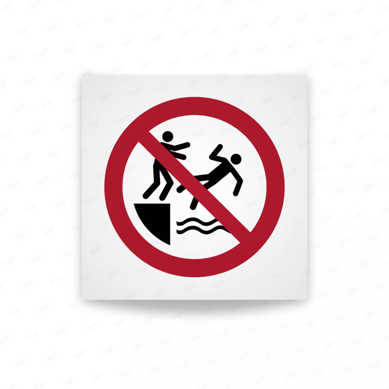 Rotulo prohibicion -  Está prohibido empujar dentro del agua|Cod. P0062 ISO 7010