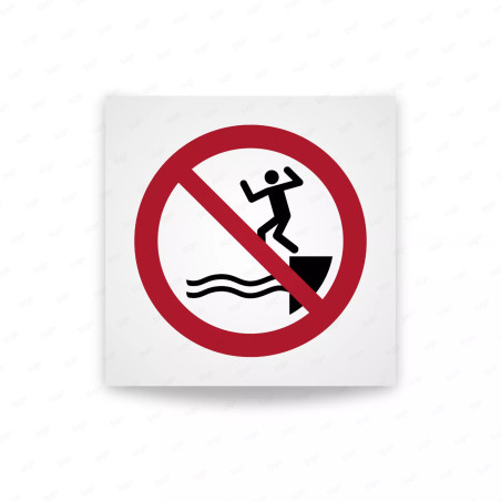 Rotulo prohibicion - Está prohibido saltar al agua|Cod. P0061 ISO 7010