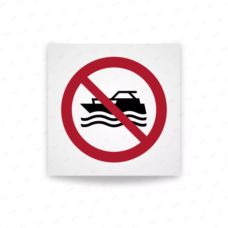 Rotulo prohibicion - Prohibidas las embarcaciones con motor|Cod. P0056 ISO 7010