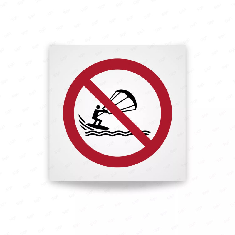 Rotulo prohibicion - Prohibido el kitesurf|Cod. P0065 ISO 7010