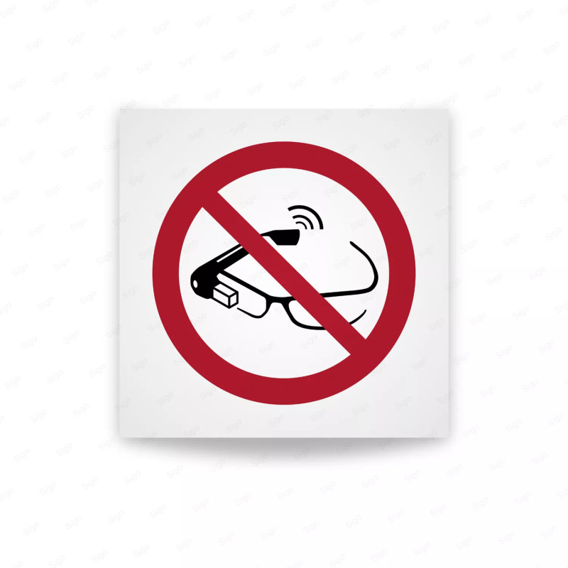 Rotulo prohibicion - Prohibido el uso de gafas de datos|Cod. P0044 ISO 7010
