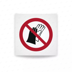 Rotulo prohibicion - Prohibido el uso de guantes|Cod. P0028 ISO 7010