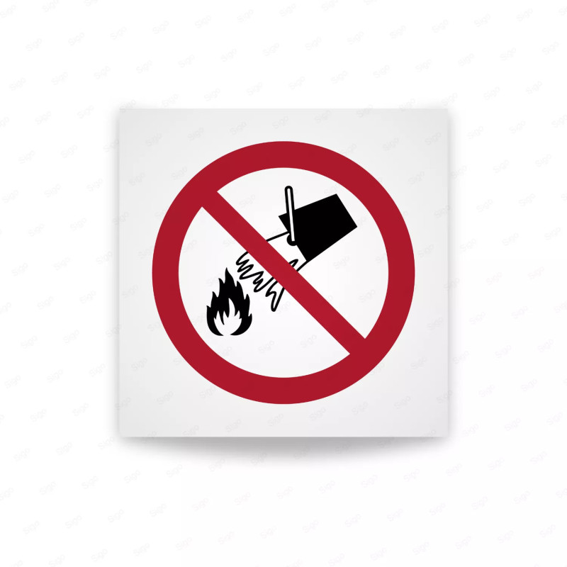 Rotulo prohibicion - Prohibido extinguir con agua|Cod. P00 ISO 7010